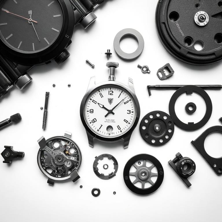 Disassembled watch parts