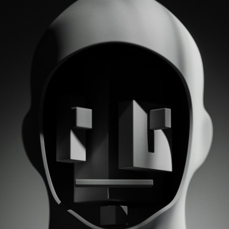 Abstract sculpted head with cubist features
